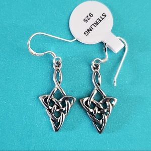 925 Sterling Silver Celtic Drop Dangle Earrings